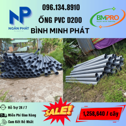 ỐNG NHỰA PVC D200 BÌNH MINH PHÁT - CHIẾT KHẤU CAO - GIÁ RẺ