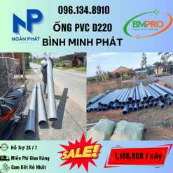 ỐNG NHỰA PVC D220 BÌNH MINH PHÁT - CHIẾT KHẤU CAO - GIÁ RẺ